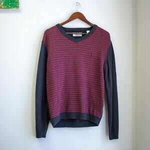 An Original Penguin by Munsingwear V-Neck Striped Sweater Size Large